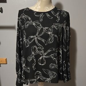 Maurices Black and White Bow Pattern Blouse